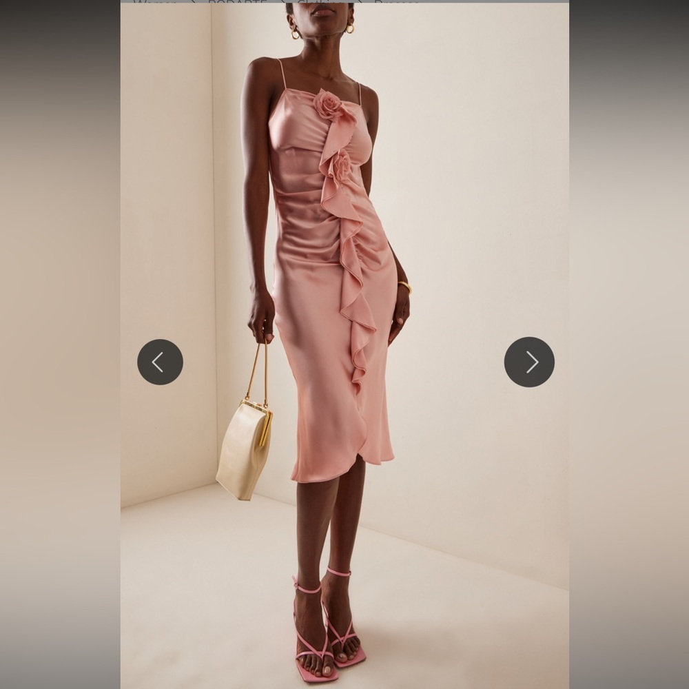 RODARTE Flower Ruched Silk-Satin Dress - Picture 3 of 9
